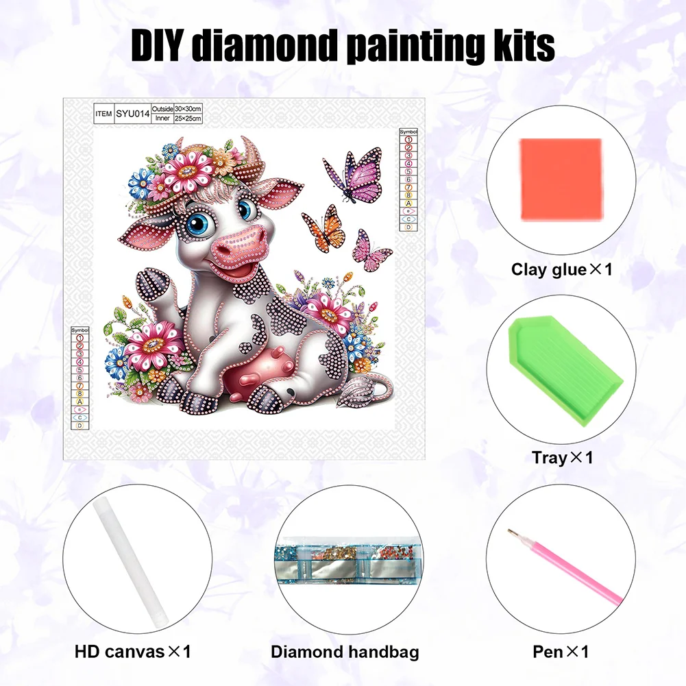Diamond Painting - Partial Special Shaped Drill - Flower Cow(Canvas|30*30cm)