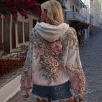 Women's Classic Rose Embroidery Art Comfy Hoodie - Image 2