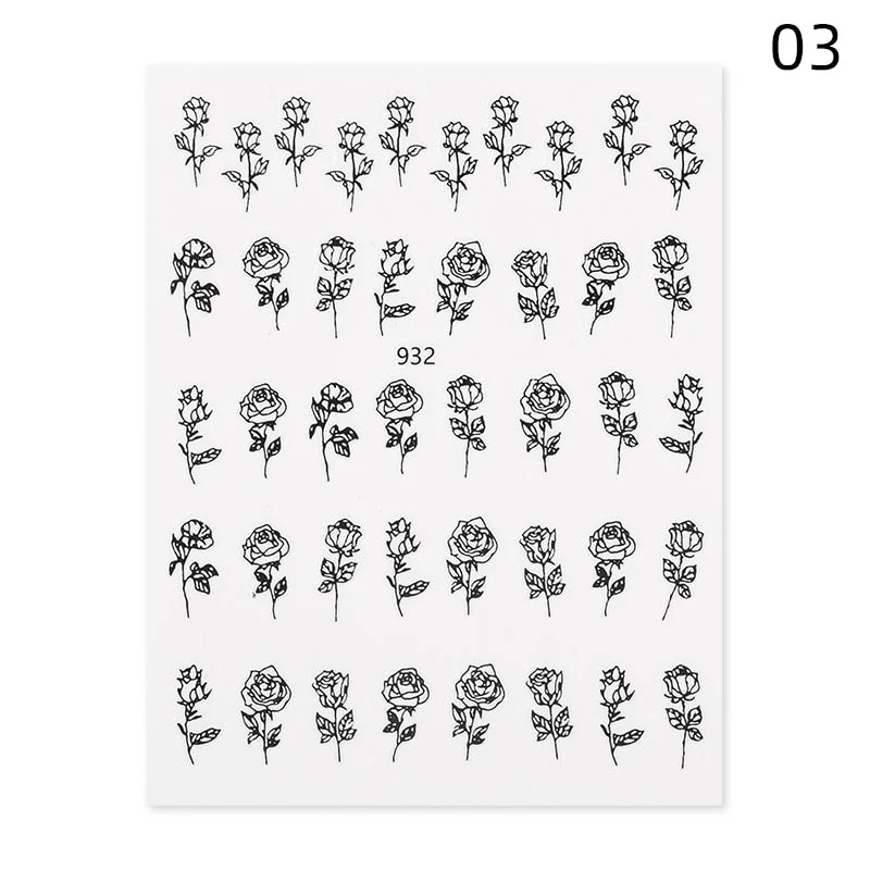 1 Sheet 3D Nail Stars Love Stickers Glitter Shiny Decoration Decal DIY Transfer Adhesive Colorful Nail Tips Tattoo Manicuring