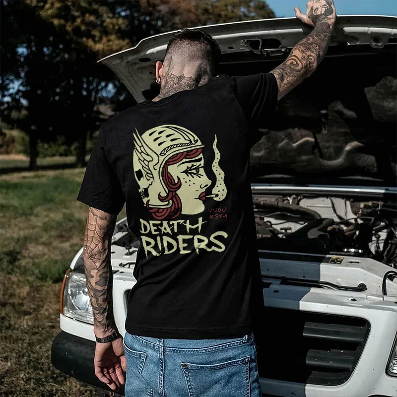 DEATH RIDERS Motorcycle Lady Print Men's T-shirt