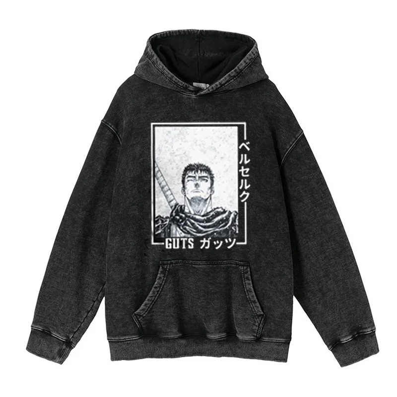 Berserk Printed Washed Men's Hoodie