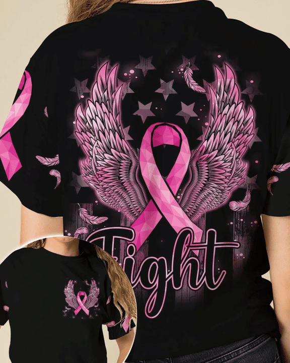 Fight Wings Dark Stars Breast Cancer Tee
