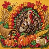 Framed Turkey - DIY Button Art Painting Kit for Creativity DIY Pearl Dot Crafts for Gift Home Wall Decor 30*30CM