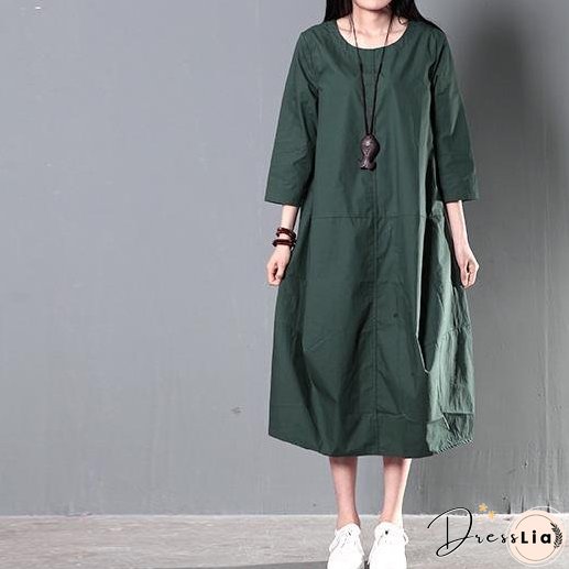 Green plus size cotton sundress summer maxi dresses causal traveling dresses