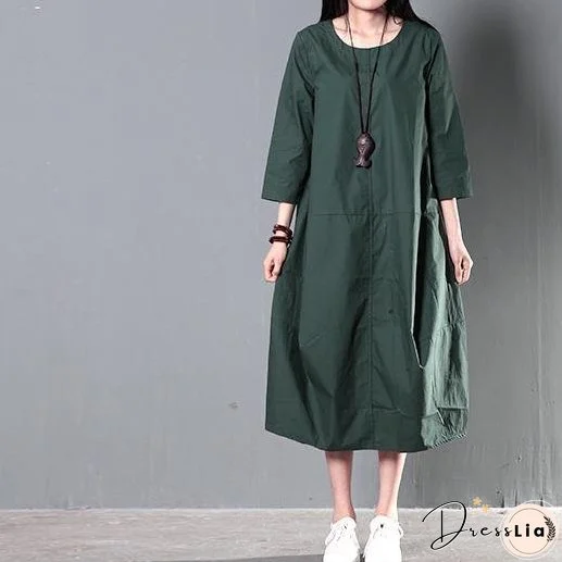 Green plus size cotton sundress summer maxi dresses causal traveling dresses