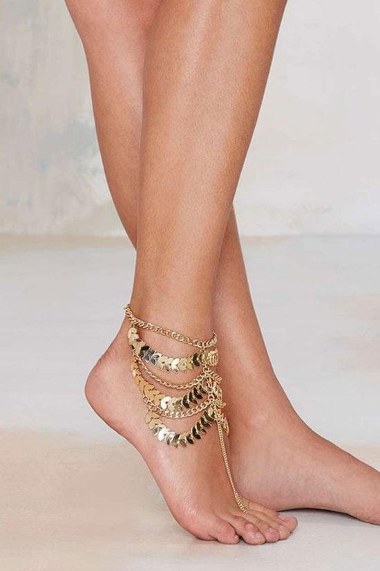 Gold Boho Anklet Chain-elleschic