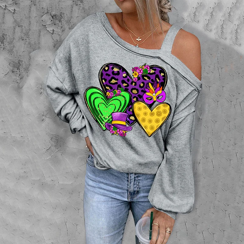 Mardi Gras Tricolor Heart-Shaped Leopard T-Shirt