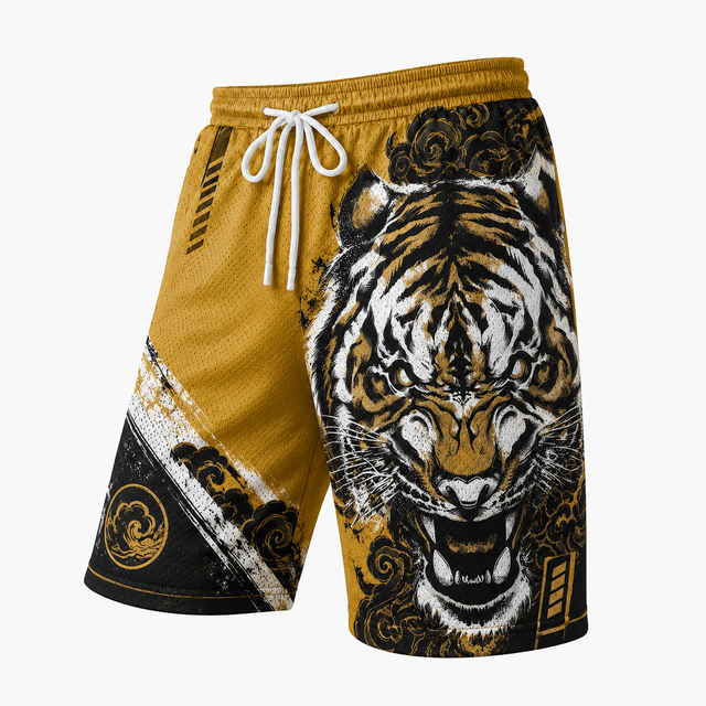 Techwear Gold Tiger Athletic Shorts