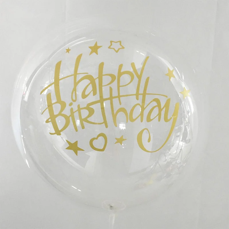 1Pc 20inch Transparent Balloon with Sticker Happy Birthday Balloons Helium Balloon Wedding Birthday Party Decoration Supplies