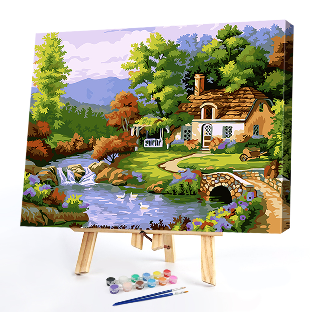 

40*50CM Paint By Numbers-River Cottage, 501 Original