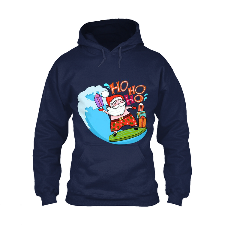 Santa Claus Surfing To Deliver Presents, Christmas In July Classic Hoodie