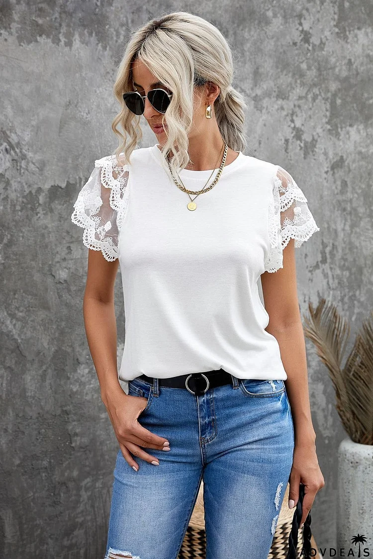 Lace Flutter Sleeve Top