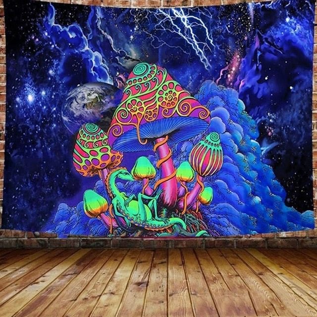 3d Print Mushroom Tapestry Illusory Art Tapestry Hippie Colorful Art Tapiz Wall Hanging Tapestries Household Bedside Decoration