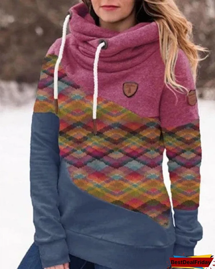 Color-block Cotton-blend Hoodie Sweatshirt