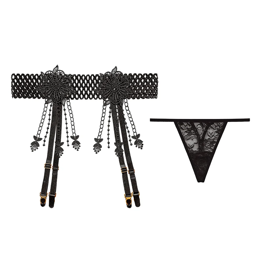 Nigikala Nigikala Silk Sexy Lace Garter Stockings 4 Claw Metal Buckle Tuxedo Seduced Long-Carpet Garter Garter 2068