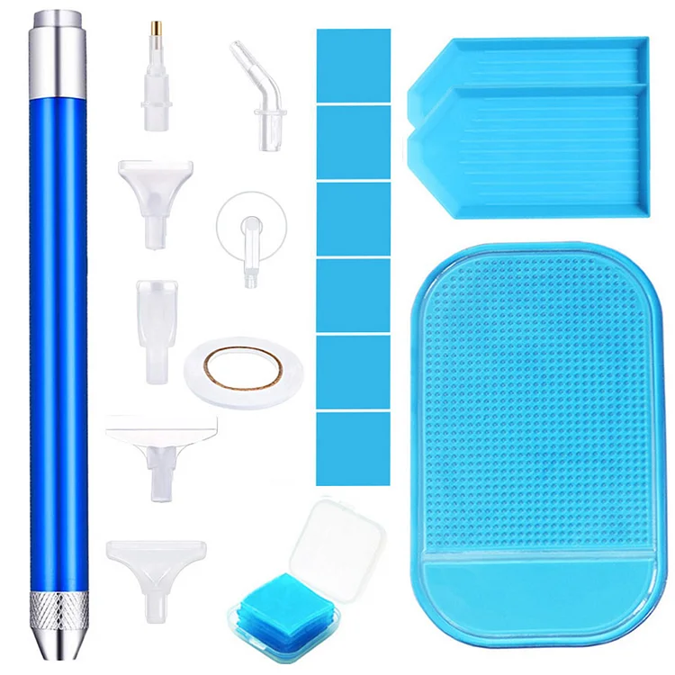 Diamond Painting Tools Kit Art Accessories Tools LED Light (Blue 6 Tips)