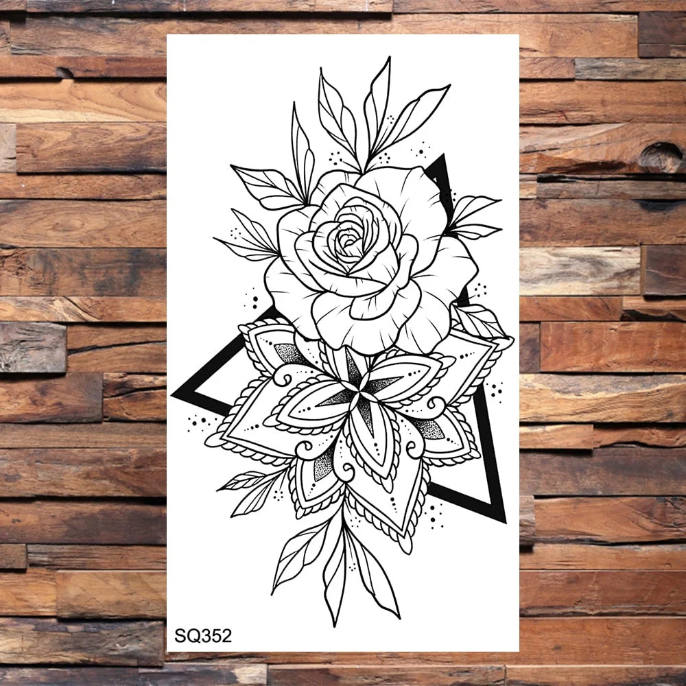 Small Butterfly Temporary Tattoos For Women Girls Realistic Skull Rose Flower Snake Feather Fake Tattoo Sticker Back Arm Tatoos