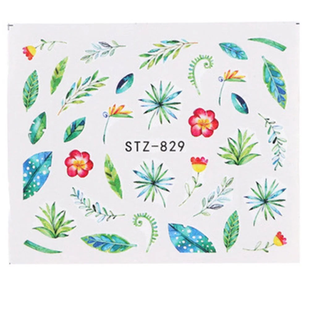 Churchf Palm Tree Coconut Tree Leaf Flower Design Nail Stickers Summer Nail Art Decoration Water Transfer Sliders For Nails DIY-Nail Inspo