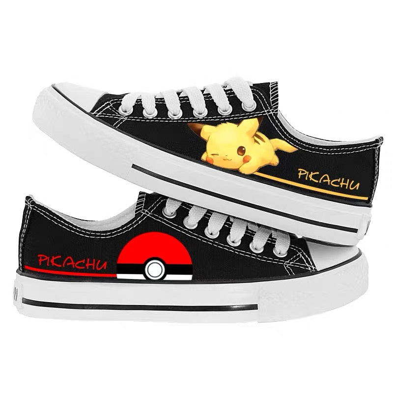 Mayoulove Pocket Monster Pokemon Go Pikachu Cosplay Shoes Canvas Sneakers For Kids-Mayoulove