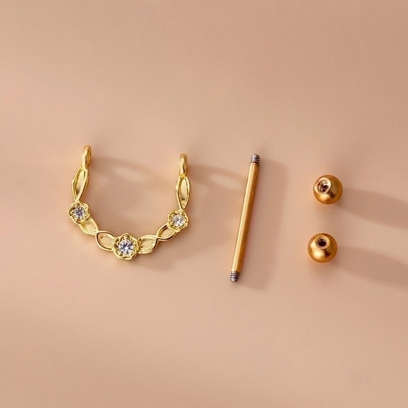 1 Piece Nipple Rings & Studs Fashion Heart Shape Wings 316L Stainless Steel  Copper Plating Zircon