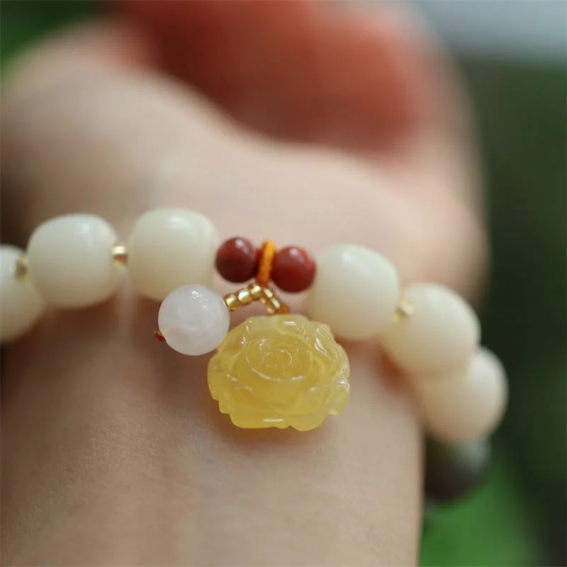 Gradient Bodhi Seed Amber Lotus Peace Bracelet