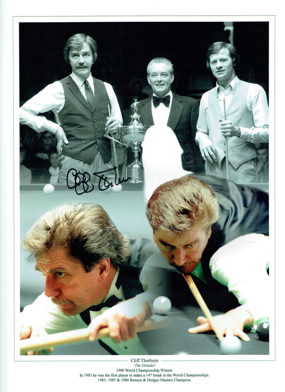 Cliff THORBURN Signed Autograph 12x8 SNOOKER Montage Photo Poster painting AFTAL COA