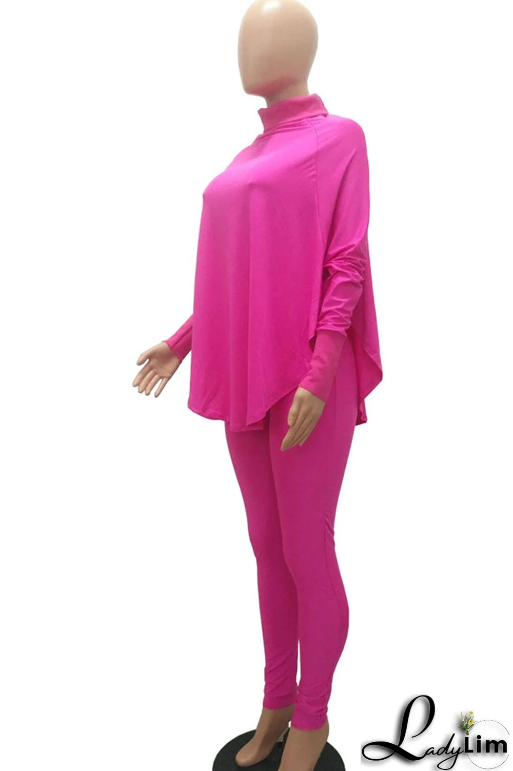 Blue Casual Solid Patchwork Turtleneck Long Sleeve Two Pieces