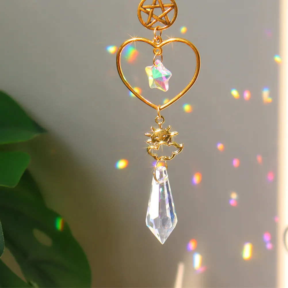 Star Crystal Chandelier Prism Wind Chimes Curtain Home Garden Pendants (C)