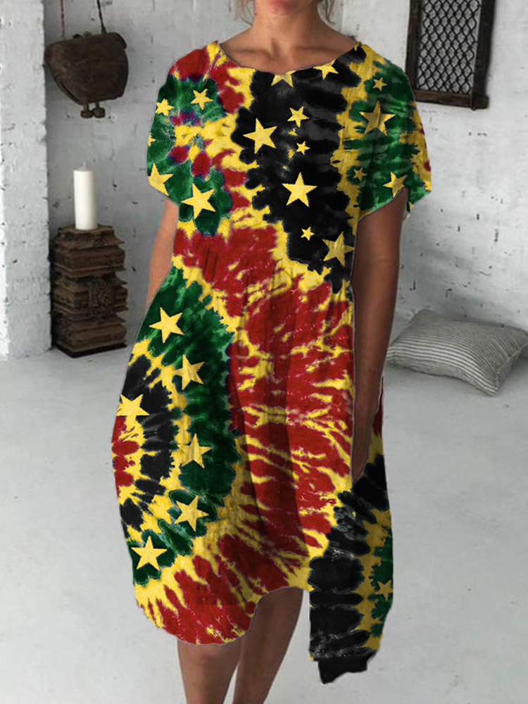 Black Pride Flag Inspired Tie Dye Midi Dress wearshes