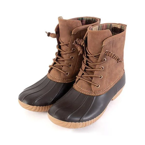 Women Waterproof Lace Up Duck Boots