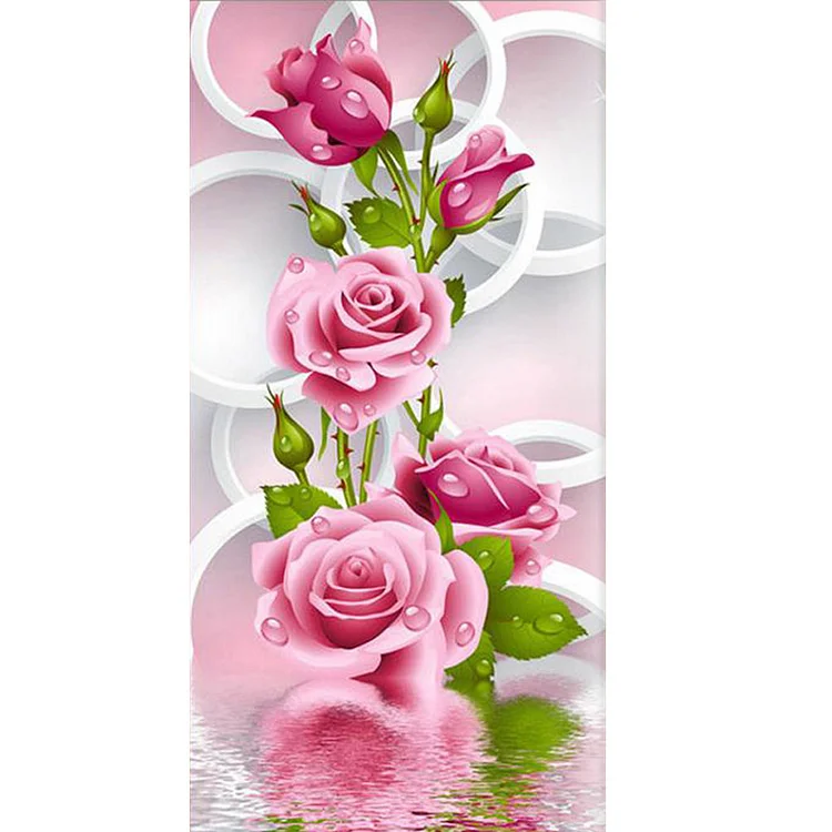 Rose Flower  Round Diamond Painting 30*56cm