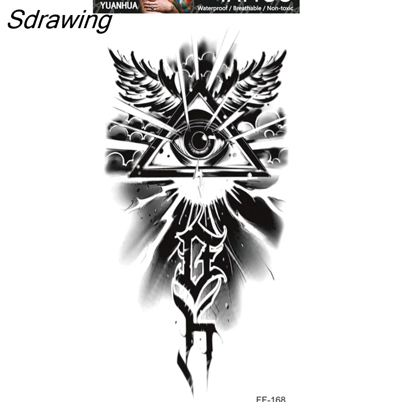 Sdrawing Forest Tattoo Sticker for Men Women Children Tiger Wolf Death Skull Temporary Tattoo Fake Henna Skeleton King Animal Tatoo