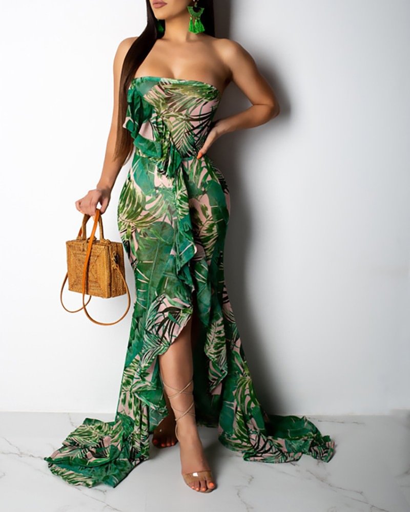 tube ruffle dress