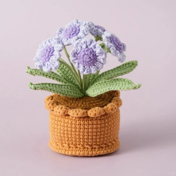  Lulusnow Handmade Chrysanthemum Crochet Flower In Pot Home Decoration Desk Decoration