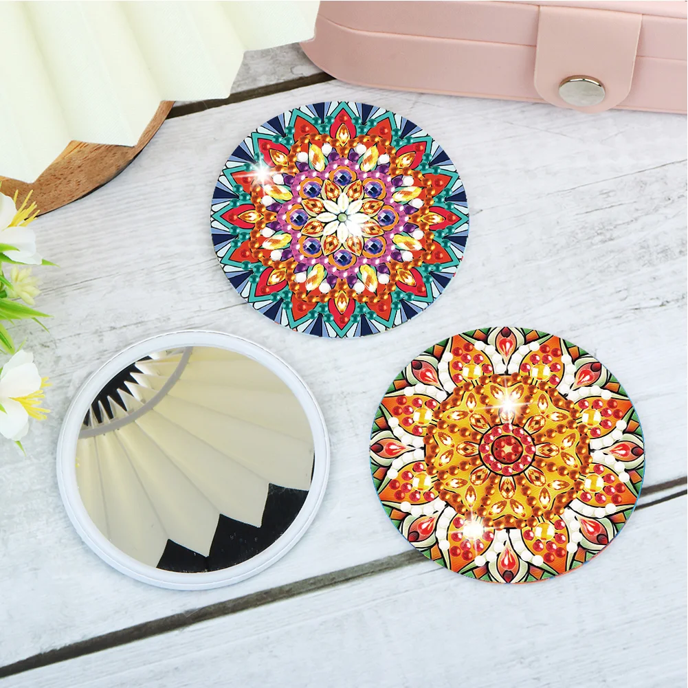 3pcs Diamond Painting Makeup Mirror Portable DIY Datura for Girl