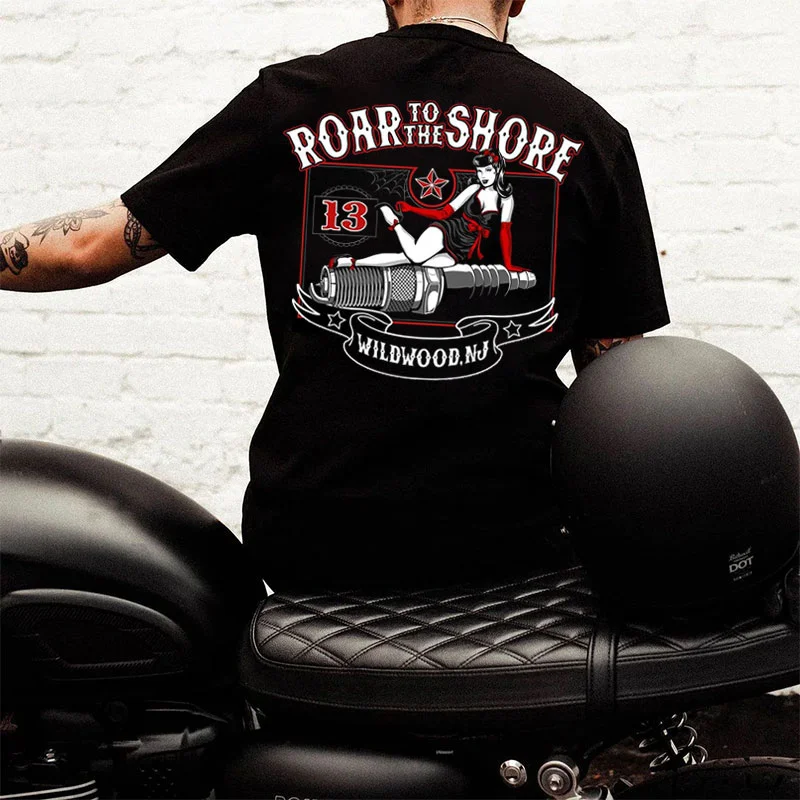 ROAD TO THE SHORE Sexy Lady&Spark Plug Print Men's T-shirt