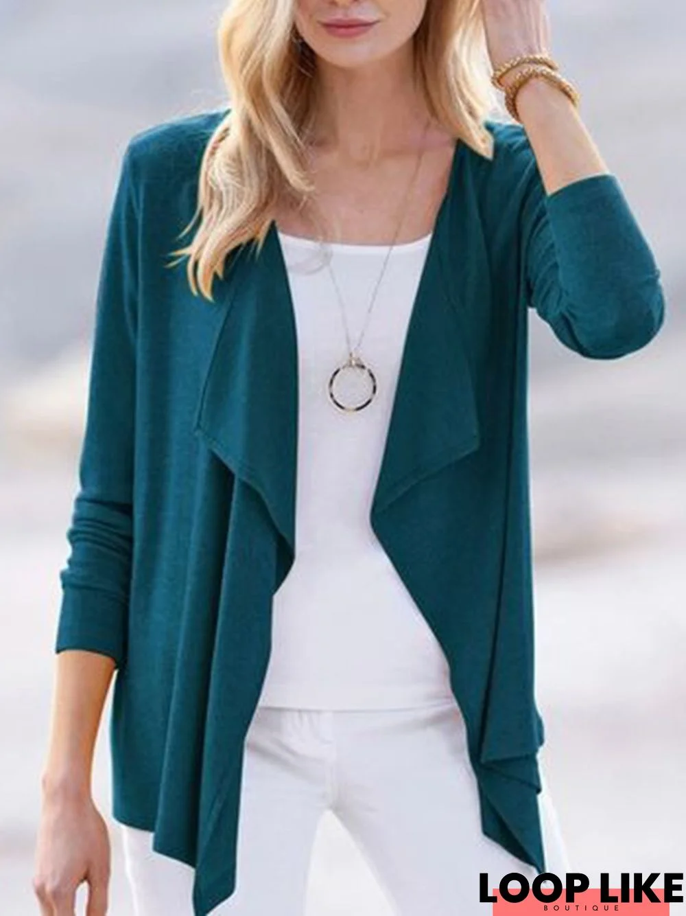 Plain Casual Long Sleeve Cardigan Coat