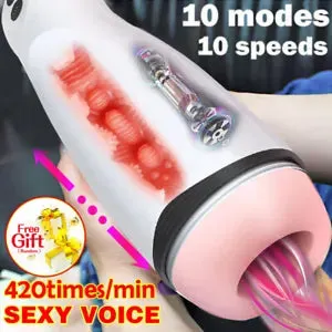 Blowjob Machine Male Automatic Voice Masturbators Cup Stroker Pussy Oral  Sex Toy