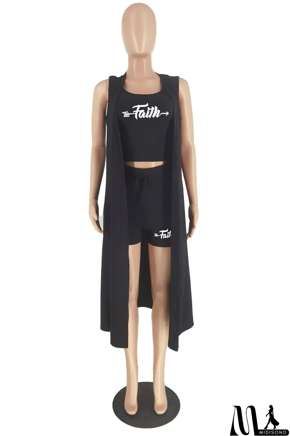 MidiSono - Pink Fashion Print Patchwork Strapless Sleeveless Three Pieces