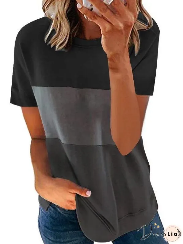 Contrast Color Crewneck T-shirt for Women
