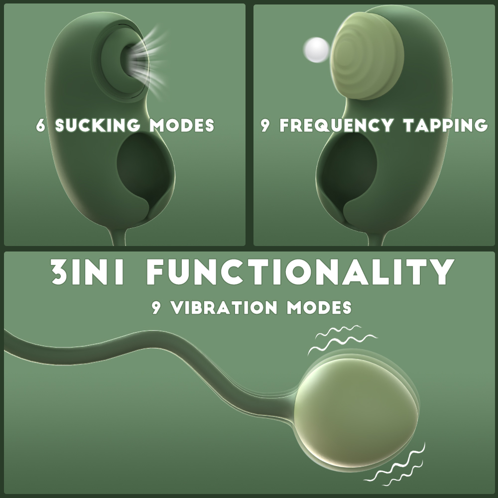 3 In 1 Sucking Flapping Vibrating Clitoral G-spot Vibrator Butt Plug