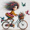 Girls Bicycle-11CT Stamped Cross Stitch 40*40cm/15.75*15.75in