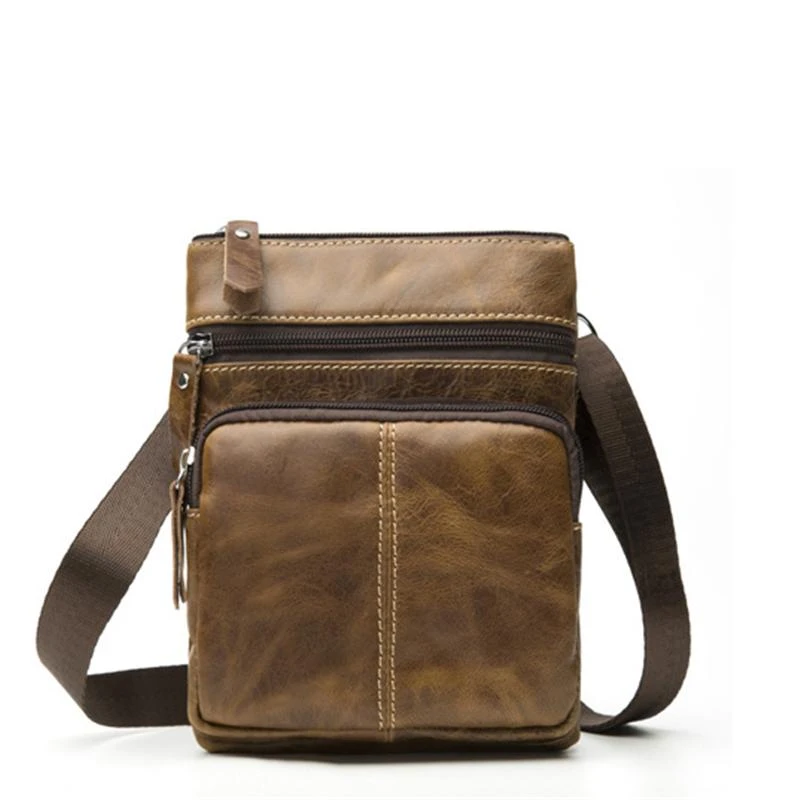 Mens Vintage Large Capacity Messenager Bags Casual Leather Shoulder Bags