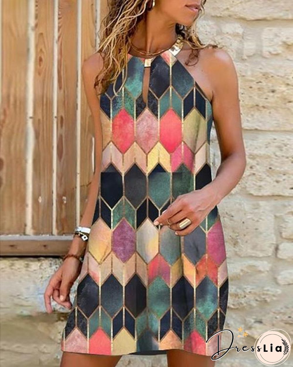 Sleeveless Print Above Knee Casual Tank Dresses