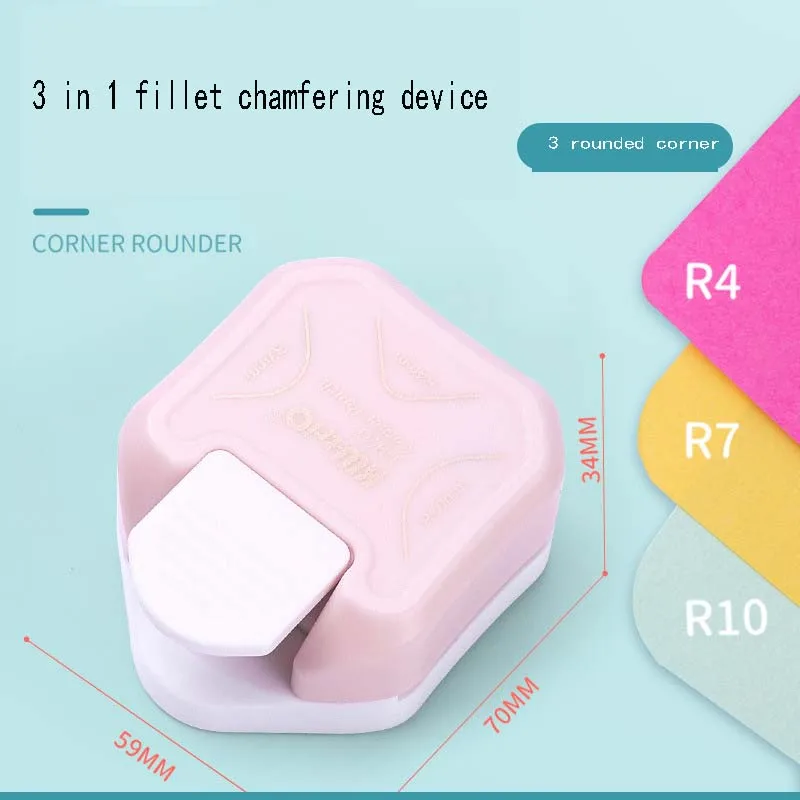 3-in-1 Mini Corner Rounder Punch R4 R7 R10 R5mm Round Corner Trimmer Cutter for Card Photo Paper Laminating Pouches Stationery
