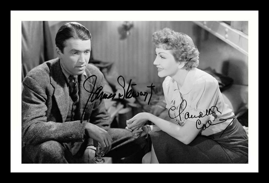 James Stewart & Claudette Colbert - It's a Wonderful World Signed Framed Photo Poster painting