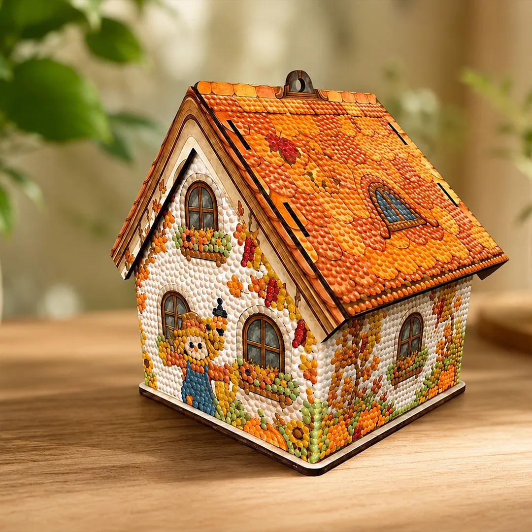 DIY Wooden House Diamond Art Painting Kit for Adults Home (Autumn Harvest)