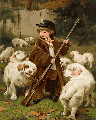 

Boy with Dogs – People Paint By Numbers - 40*50CM, 501 Original