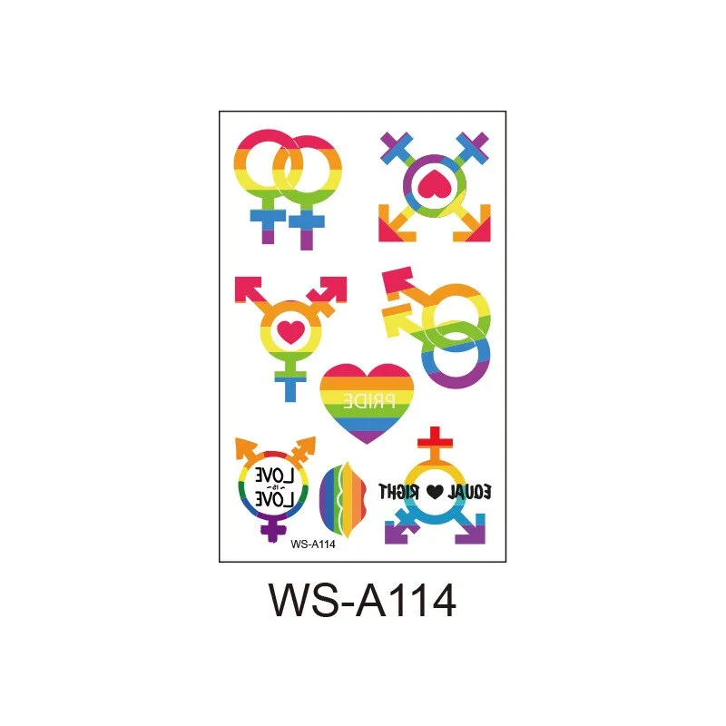 Pride Day Love Colorful Disposable Tattoo Sticker Rainbow Tattoo Sticker