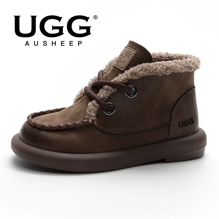 AUSHEEP UGG women's 2024 new winter soft leather short boots